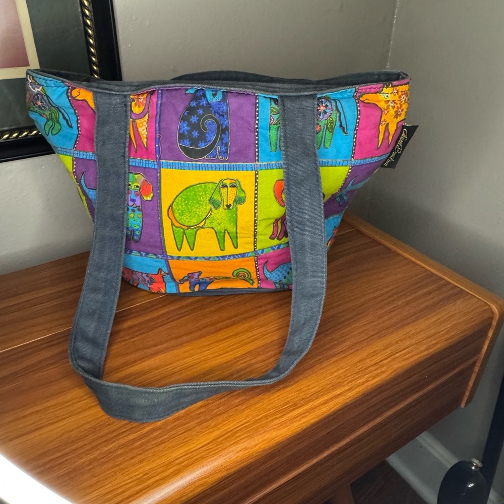 Vintage Laurel Burch cotton and canvas tote